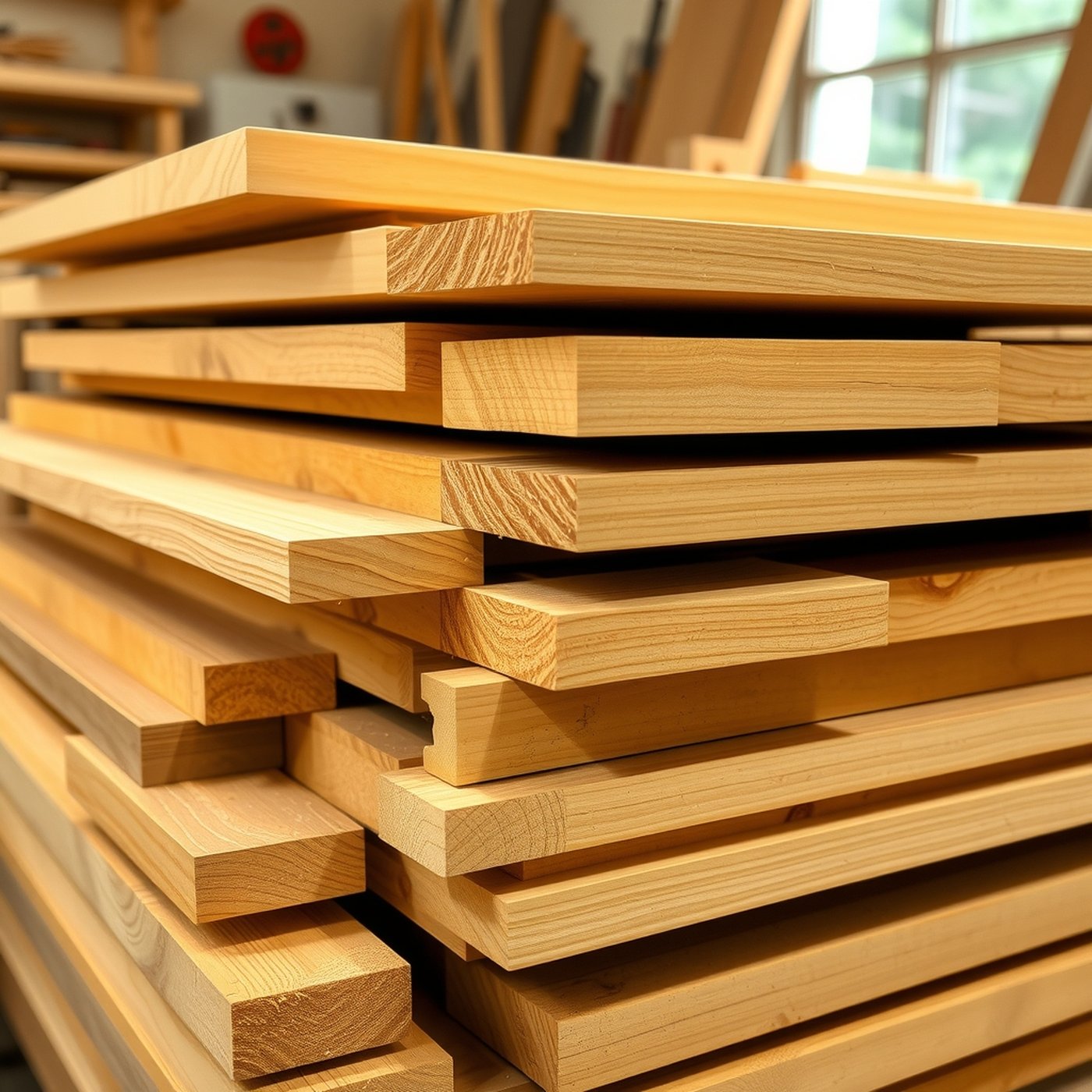 Stack of quartered white oak boards
